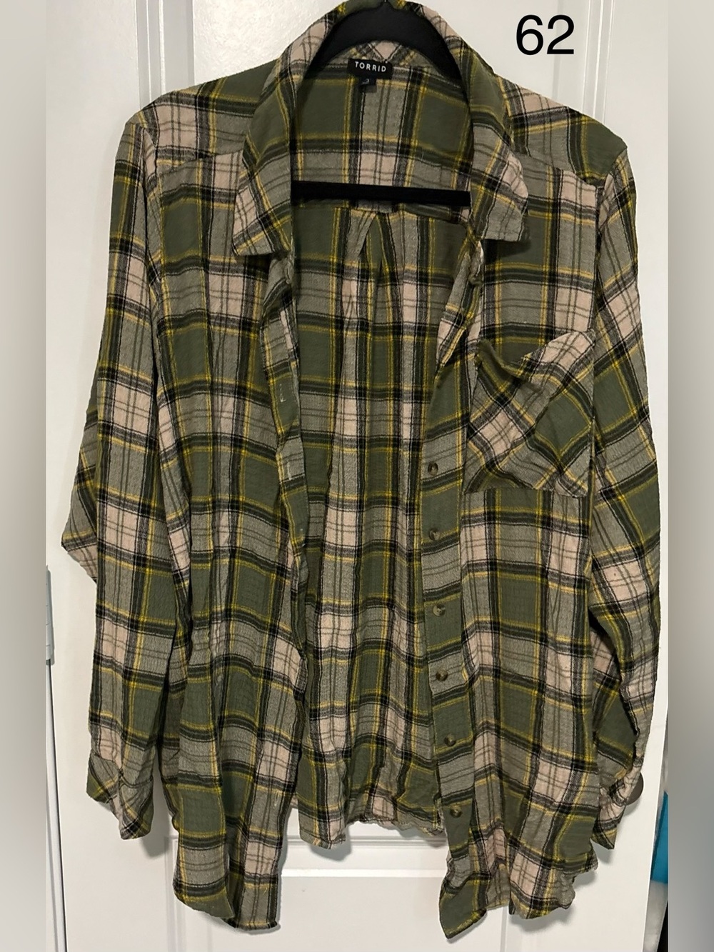 torrid Olive and Beige Plaid Button-Up Shirt